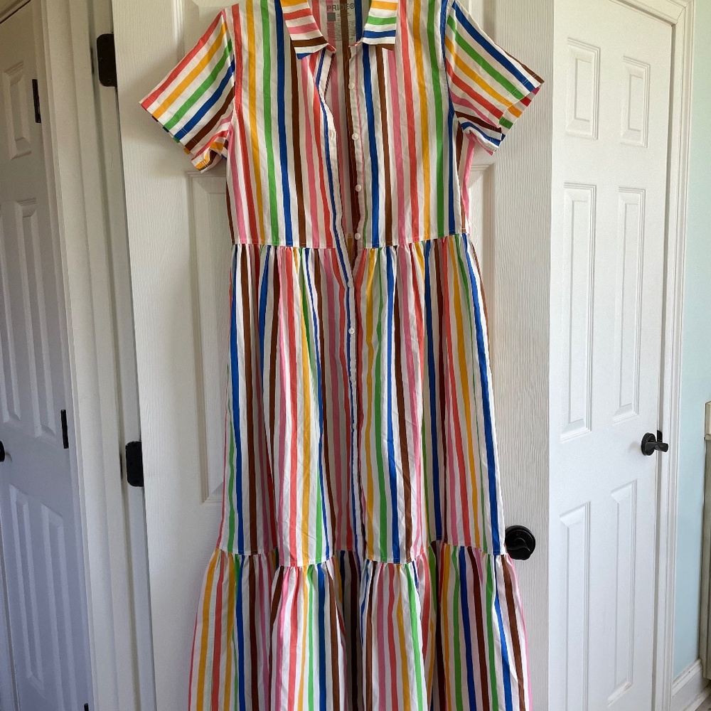 Short Sleeve Stripe Button Maxi Dress - Size S - Picture 1 of 2